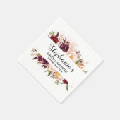 Bourgogne Rode Bloemen Rustiek Boho Vrijgezellenfe Servet (Hoek)