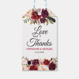 Bourgogne Rode Bloemen Rustieke Boho Gift label Cadeaulabel