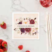 Bourgogne Rode Bloemen Rustieke Boho Papier Servet (Insitu)