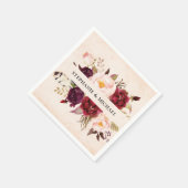Bourgogne Rode Bloemen Rustieke Boho Papier Servet (Hoek)