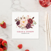 Bourgogne Rode Bloemen Rustieke Boho Papier Servet (Insitu)