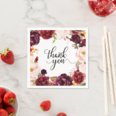 Bourgogne Rode Bloemen Rustieke Boho Papier Servet (Insitu)