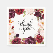 Bourgogne Rode Bloemen Rustieke Boho Papier Servet