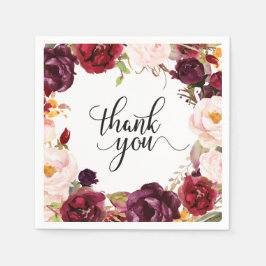 Bourgogne Rode Bloemen Rustieke Boho Papier Servet