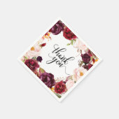 Bourgogne Rode Bloemen Rustieke Boho Papier Servet (Hoek)