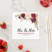 Bourgogne Rode Bloemen Rustieke Boho Papier Servet (Insitu)