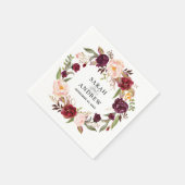 Bourgogne Rode Bloemen Rustieke Boho Papier Servet (Hoek)