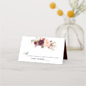 Bourgogne Rode Bloemen Rustieke Boho Place Card Plaatskaartje (Achterkant)