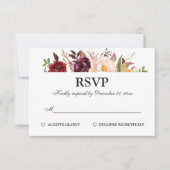 Bourgogne Rode Bloemen Rustieke Boho RSVP (Voorkant)