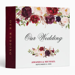 Bourgogne Rode Bloemen Rustieke Boho Wedding Album 1 1/2" Multomap