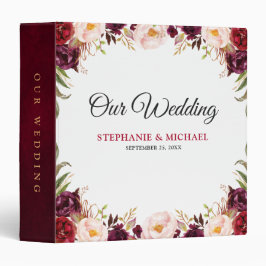Bourgogne Rode Bloemen Rustieke Boho Wedding Album 1 1/2" Multomap