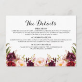 Bourgogne Rode Bloemen Rustieke Bruiloft Details Informatiekaartje (Voorkant)