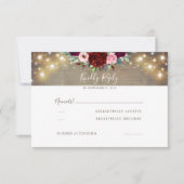 Bourgogne Rode Bloemen Rustieke Bruiloft RSVP (Voorkant)