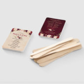 Bourgogne Rode Bloemen Rustieke Burlap Trouwprogra Handwaaier (Niet-gemonteerd)