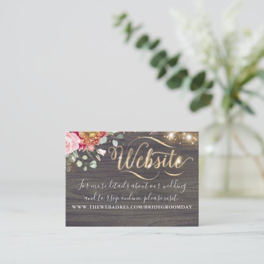 Bourgogne Rode Bloemen Rustieke Herfst Bruiloft We Visitekaartje (Staand voorkant)