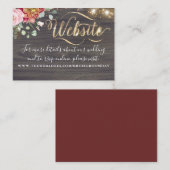 Bourgogne Rode Bloemen Rustieke Herfst Bruiloft We Visitekaartje (Voorkant / Achterkant)