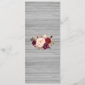 Bourgogne Rode Bloemen Rustieke Roze Grens Bruilof Menu (Achterkant)