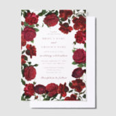 Bourgogne Rode Bloemen Waterverf Rozen bruiloft Vellum Uitnodigingen (Offset)