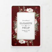 Bourgogne Rode Blush Roze Bloemen Alles in Een Huw Drieluik Uitnodiging (Cover)