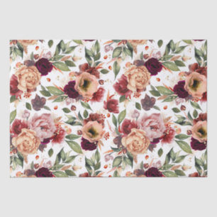 Bourgogne Rode Burnt Sinaasappel Bloemen Herfst Fe Tissuepapier