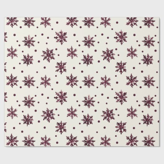 Bourgogne Rode Crème Sneeuwvlokken Kerstmis Cadeaupapier (Vlak)