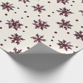 Bourgogne Rode Crème Sneeuwvlokken Kerstmis Cadeaupapier (Hoek)