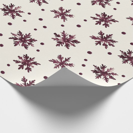 Bourgogne Rode Crème Sneeuwvlokken Kerstmis Cadeaupapier (Hoek)