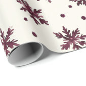Bourgogne Rode Crème Sneeuwvlokken Kerstmis Cadeaupapier (Rol Hoek)