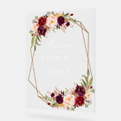 Bourgogne rode en blozen bloemenbruiloft acryl bord (Hoek)