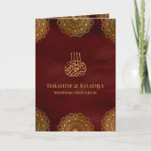 Bourgogne Rode en gouden Aziatische motif-moslimbr (Voorkant)