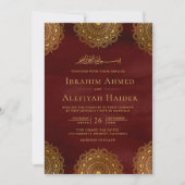 Bourgogne Rode en gouden Aziatische motif-moslimbr Kaart (Voorkant)