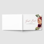 Bourgogne Rode en Oranje Bloemen Herfst Bruiloft Gastenboek (Volledig)