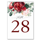 Bourgogne Rode en Roze Trouwtafel Aantal Kaarten (Voorkant)