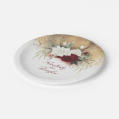 Bourgogne Rode en witte bloemen gouden bruiloft Papieren Bordje (Gekanteld)