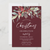 Bourgogne Rode Feestelijke Kantoor Kerstfeest Kaart (Voorkant)