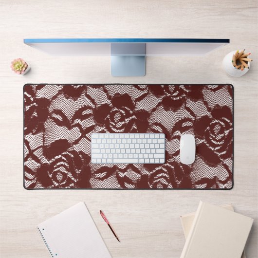 Bourgogne Rode Kant Bloemen Bureaumat (Kantoor 1)
