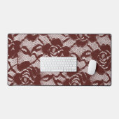 Bourgogne Rode Kant Bloemen Bureaumat (Keyboard & Muis)