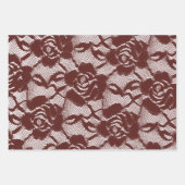 Bourgogne Rode Kant Bloemen Inpakpapier Vel (Voorkant)