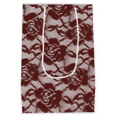 Bourgogne Rode Kant Bloemen Medium Cadeauzakje (Achterkant)