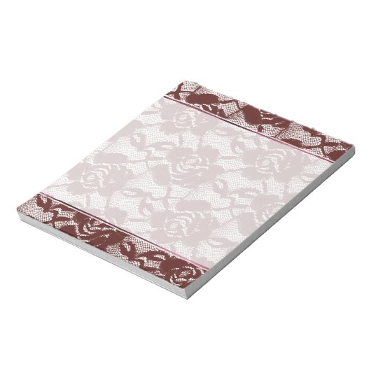 Bourgogne Rode Kant Bloemen Notitieblok (Linkerzijde)