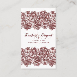 Bourgogne Rode Kant Elegant en Stijlvol Wit Visitekaartje