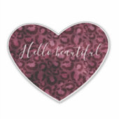 Bourgogne Rode Luipaard Print Hart Mooi Quote Sticker (Voorkant)