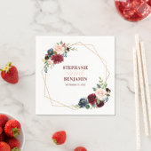 Bourgogne Rode Marine Bloemen Geometrisch Papier S Servet (Insitu)