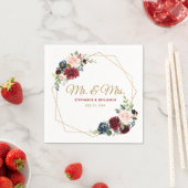 Bourgogne Rode Marine Bloemen Geometrisch Papier S Servet (Insitu)