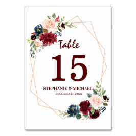 Bourgogne Rode Marine Bloemen Geometrisch Tafelnum Kaart