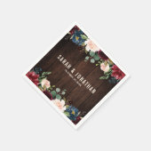 Bourgogne Rode Marine Bloemen Houten Papier Servet (Hoek)
