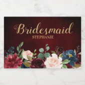 Bourgogne Rode Marine Bloemen Rustieke Boho bruilo Voedselcontainer Etiket (Enkel label)