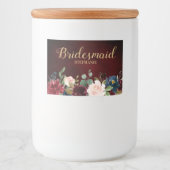 Bourgogne Rode Marine Bloemen Rustieke Boho bruilo Voedselcontainer Etiket (Voorkant)