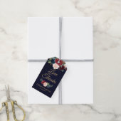 Bourgogne Rode Marine Bloemen Rustieke Boho Gift l Cadeaulabel (Met Touw)