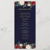 Bourgogne Rode Marine Bloemen Rustieke Boho Progra Programmakaart (Achterkant)